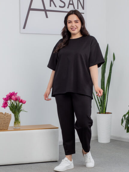 Костюм 25.2678 с,б Трикотаж двухнитка, колір Чорний, 58(6XL), 60(7XL)