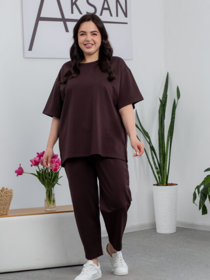 Костюм 25.2678 * Трикотаж двухнитка, колір Темний шоколад, 48(XL), 50(ХХL), 52(3XL)
