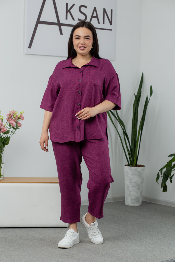 img_2011.jpg Костюм 25.2652 б Льон, колір Баклажан, 50(ХХL), 52(3XL) - Зображення 1