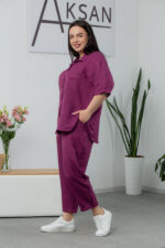 Костюм 25.2652 б Льон, колір Баклажан, 50(ХХL), 52(3XL) - Зображення 2