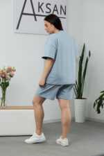 Костюм 25.2653 б Трикотаж двухнитка, колір Срібно небесний, 48(XL), 50(ХХL), 52(3XL) - Зображення 3