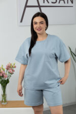 Костюм 25.2653 б Трикотаж двухнитка, колір Срібно небесний, 48(XL), 50(ХХL), 52(3XL) - Зображення 4