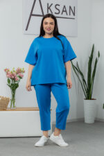 Костюм 25.2678 б Трикотаж двухнитка, колір Волошковий, 52(3XL), 54(4XL), 56(5XL)