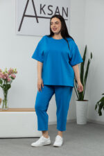 Костюм 25.2678 б Трикотаж двухнитка, колір Волошковий, 52(3XL), 54(4XL), 56(5XL) - Зображення 2
