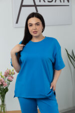 Костюм 25.2678 б Трикотаж двухнитка, колір Волошковий, 52(3XL), 54(4XL), 56(5XL) - Зображення 4