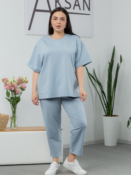 Костюм 25.2678 * Трикотаж двухнитка, колір Срібно небесний, 48(XL), 50(ХХL), 52(3XL)