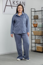 Костюм 25.2587 б Замш тонкий, колір Джинсовий, 48(XL), 50(ХХL), 52(3XL)