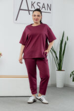 Костюм 25.2678 * Трикотаж двухнитка, колір Марсал, 48(XL), 50(ХХL), 52(3XL)