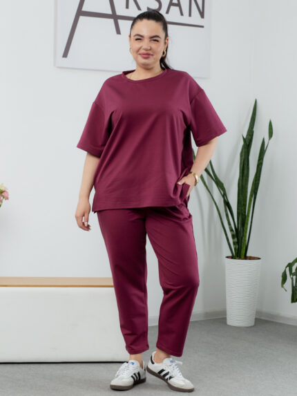 Костюм 25.2678 * Трикотаж двухнитка, колір Марсал, 48(XL), 50(ХХL), 52(3XL)