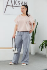 Костюм 25.2664 б Льон, Темно сірий+пудра, 48(XL), 50(ХХL), 52(3XL) - Зображення 2