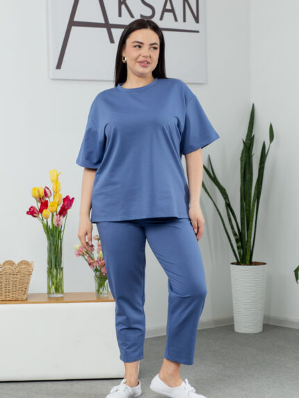 Костюм 25.2678 * Трикотаж двухнитка, колір Джинсовий, 48(XL), 50(ХХL), 52(3XL)