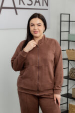 Костюм 25.2590 б Замш тонкий, колір Світло шоколадний, 48(XL), 50(ХХL), 52(3XL) - Зображення 4