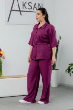 Комплект 25.2656 лен, цвят Тъмен патладжан, 48(XL), 50(XXL), 52(3XL) - Image 2