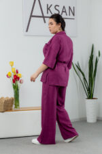 Комплект 25.2656 лен, цвят Тъмен патладжан, 48(XL), 50(XXL), 52(3XL) - Image 3