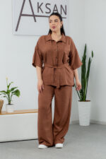 Комплект 25.2656 лен, цвят Светлошоколадов, 48(XL), 50(XXL), 52(3XL) - Image 2