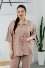 Костюм 25.2652 б Льон, колір Капучіно світле, 48(XL), 50(ХХL), 52(3XL) - Зображення 4