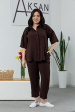 Костюм 24.2327 б Американський креп, колір Темний шоколад, 48(XL), 50(ХХL), 52(3XL)