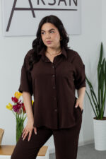 Костюм 24.2327 б Американський креп, колір Темний шоколад, 48(XL), 50(ХХL), 52(3XL) - Зображення 4