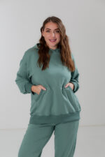 Костюм жіночий 23.1856, 48(XL), 50(2XL), 52(3XL), оливка, костюм у збільшених розмірах з подовженою кофтою в спортивному стилі, манжети - рібана - Зображення 4