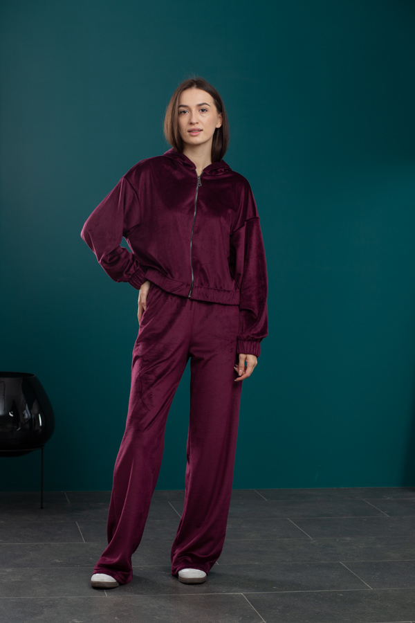 img_4562.jpg Костюм 24.2476 н.б Велюр байка, колір Марсал, 40(XS), 42(S), 44(М) - Зображення 1