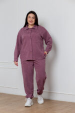 Костюм 24.2552 с.б Замш тонкий, колір Баклажан, 54(4XL), 56(5XL), 58(6XL)