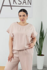 Костюм 25.2664 б Льон, колір Пудра світла, 48(XL), 50(ХХL), 52(3XL) - Зображення 4