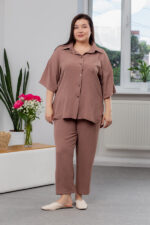 Костюм 24.2327 б Американський креп, колір Світло кавовий, 48(XL), 50(ХХL), 52(3XL)