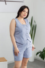 Костюм 25.2649 б Льон, колір Срібно небесний, 48(XL), 50(ХХL) - Зображення 4