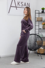 Костюм 25.2597 н Велюр тонкий, колір Темно баклажановий, 40(XS), 42(S), 44(М) - Зображення 2