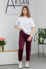 Костюм 25.2640 н Трикотаж двухнитка, Білий+Бургунді, 42(S), 44(М), 46(L)