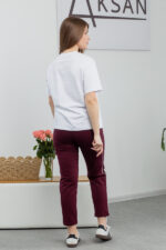 Костюм 25.2640 н Трикотаж двухнитка, Білий+Бургунді, 42(S), 44(М), 46(L) - Зображення 3