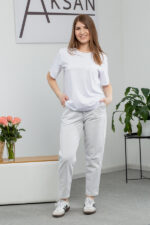 Костюм 25.2640 н Трикотаж двухнитка, Білий+Меланж, 42(S), 44(М), 46(L)