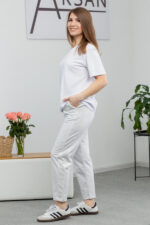 Костюм 25.2640 н Трикотаж двухнитка, Білий+Меланж, 42(S), 44(М), 46(L) - Зображення 2