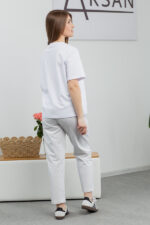 Костюм 25.2640 н Трикотаж двухнитка, Білий+Меланж, 42(S), 44(М), 46(L) - Зображення 3