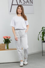 Костюм 25.2640 н Трикотаж двухнитка, Білий+Меланж, 42(S), 44(М), 46(L) - Зображення 4