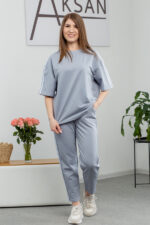 Костюм 25.2639 н Трикотаж двухнитка, колір Срібно небесний, 40(XS), 42(S), 44(М)
