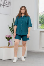 Костюм 25.2717 б Льон, колір Темно зелений , 48(XL), 50(ХХL), 52(3XL)