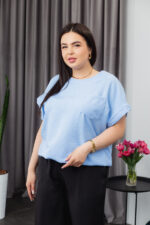 Костюм 25.2664 б Льон, Чорний+небесний, 48(XL), 50(ХХL), 52(3XL) - Зображення 4