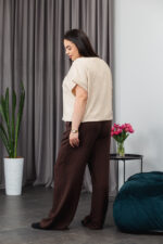 Костюм 25.2664 б Льон, Темний шоколад+ кремовий, 48(XL), 50(ХХL), 52(3XL) - Зображення 3