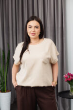 Костюм 25.2664 б Льон, Темний шоколад+ кремовий, 48(XL), 50(ХХL), 52(3XL) - Зображення 4