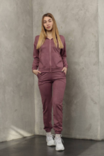 Костюм жіночий 22.1417, 42(S), 44(M), 46(L), 48(XL), пудра темна, стиль casual (кежуал), замшевий костюм на замку