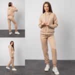 Костюм жіночий 22.1417, 42(S), 44(M), 46(L), 48(XL), бежевий, стиль casual (кежуал), замшевий костюм на замку