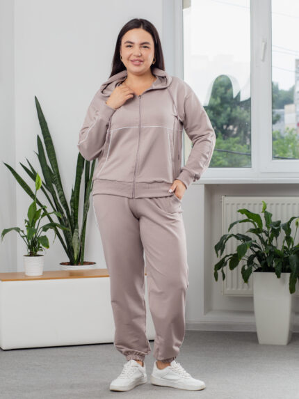 Костюм 25.2729 б Трикотаж двонитка, колір Світле латте, 48(XL), 50(ХХL), 52(3XL)