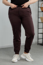 Pantaloni 25.493 tricot dublu, culoare Ciocolata inchisa, 48(XL), 50(XXL), 52(3XL)