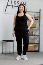 Pantaloni 25.493 tricot dublu, culoare Negru, 56(5XL), 58(6XL), 60(7XL) - Image 4