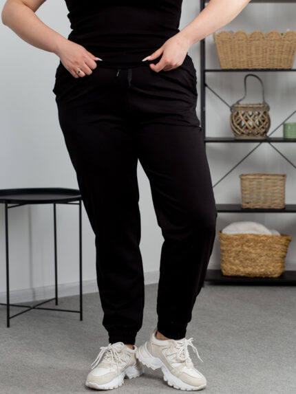 Штани 25.493 б Трикотаж двухнитка, колір Чорний, 48(XL), 50(ХХL), 52(3XL)