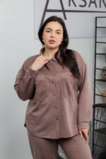 Костюм 23.1899 с.б Замш тонкий, колір Кавовий, 54(4XL), 56(5XL), 58(6XL) - Зображення 4