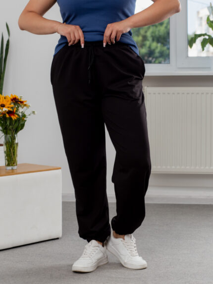 Штани 25.2730 б Трикотаж двонитка, колір Чорний, 48(XL), 50(ХХL), 52(3XL)