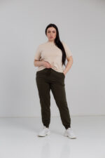 Штани жіночі 20.493, 48(XL), 50(2XL), 52(3XL), хакі 2, спортивні джогери великих розмірів - Зображення 2