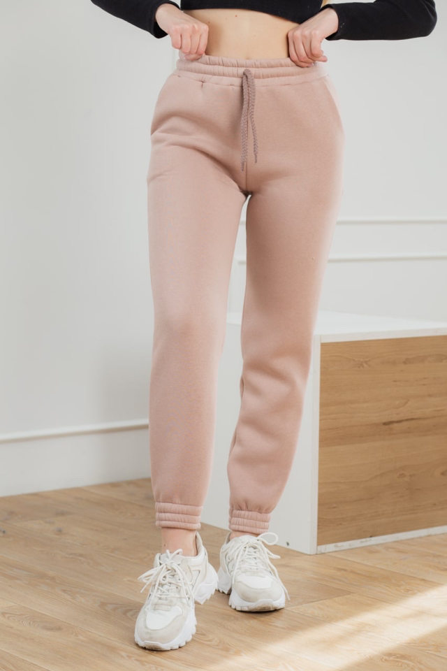 lbhqckklllodlqsdngjfqqmk-large Damenhose 20.493, 42(S), 44(M), 46(L), 48(XL), beige 4, warme Damen-Sporthose aus Fleece-Sweatstoff - Image 1